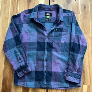 Quiksilver Boys Flannel Button-Up Shirt Size 6 Purple Blue Plaid